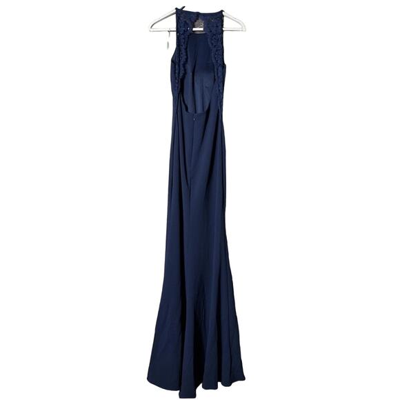 New Anthropologie BHLDN Foundry Dress HALTER-NECK $260 SIZE 10 Navy Lace Detail - Picture 5 of 6